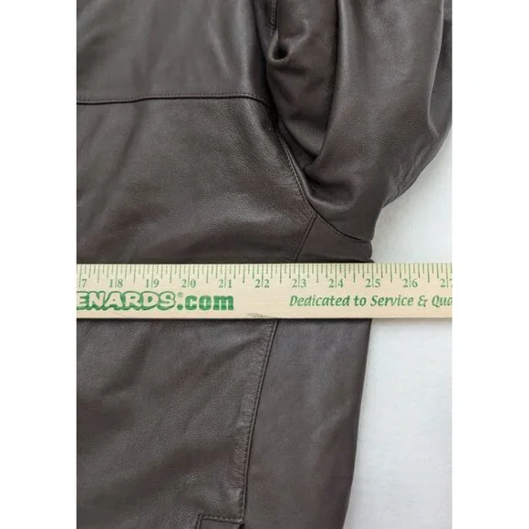 Men's Reversible Leather Jacket Coat Brown Wool Alberto Zimni Size XL